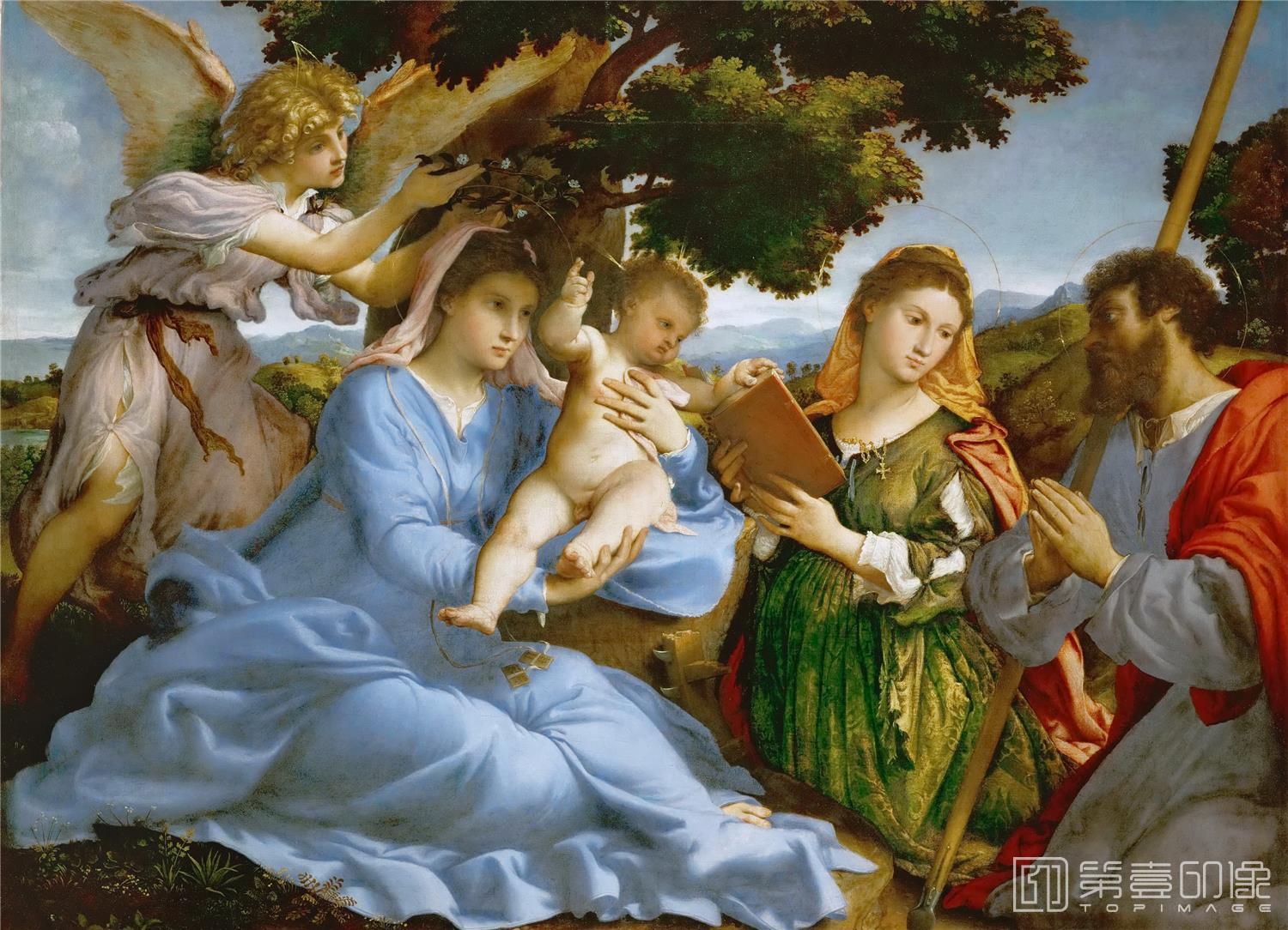 油画-奥地利维也纳艺术史博物馆-Lorenzo Lotto Virgin and child with Saints Catherine-519